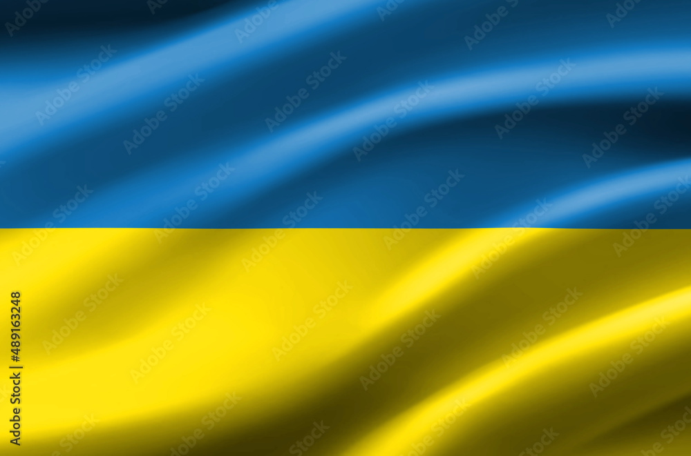 close up waving flag of Ukraine. flag symbols of Ukraine. close up waving flag of Ukraine. flag symbols of Ukraine.
