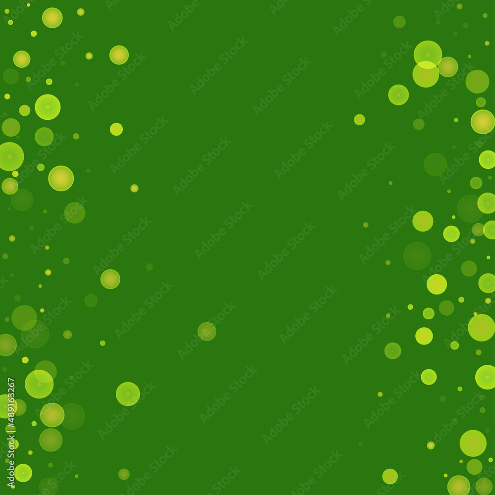 Green glitter on a green background. Explosion of confetti. Vector festive background. Summer, spring print.