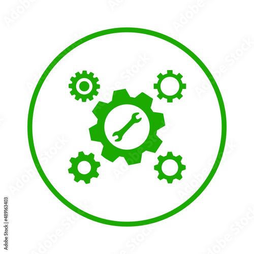 Configuration  gear  settings icon. Green vector design.