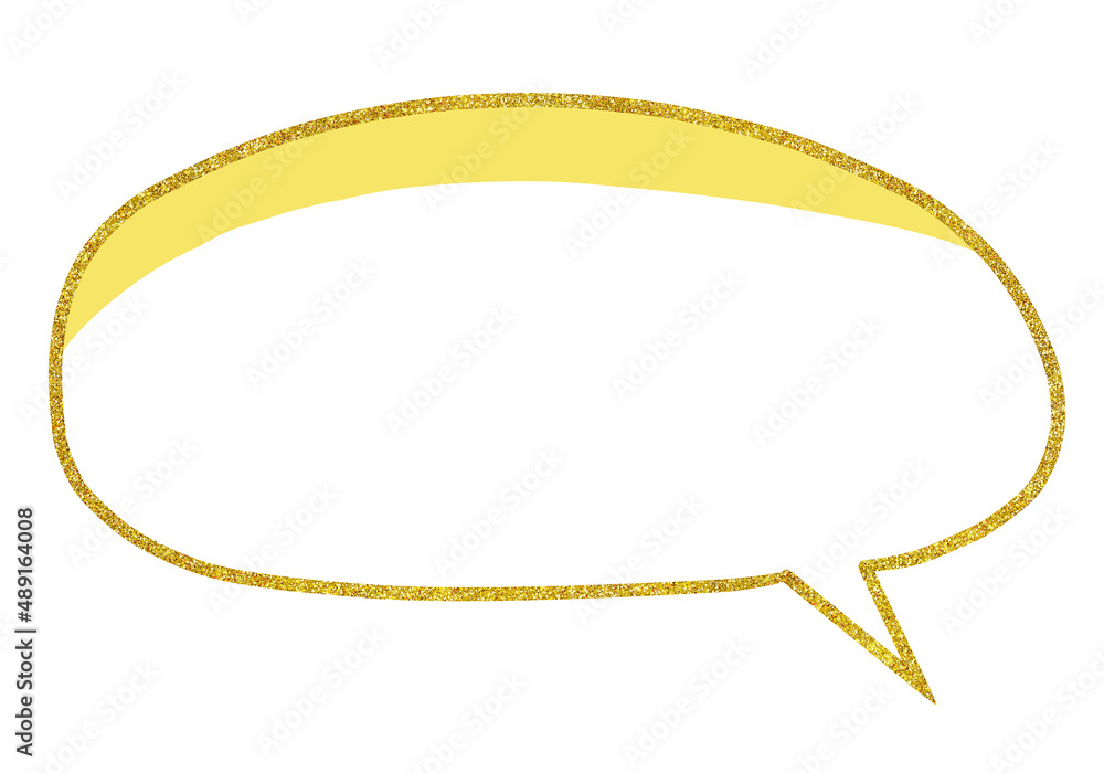 Fototapeta premium 手描きの金色の丸い吹き出し 黄色の影