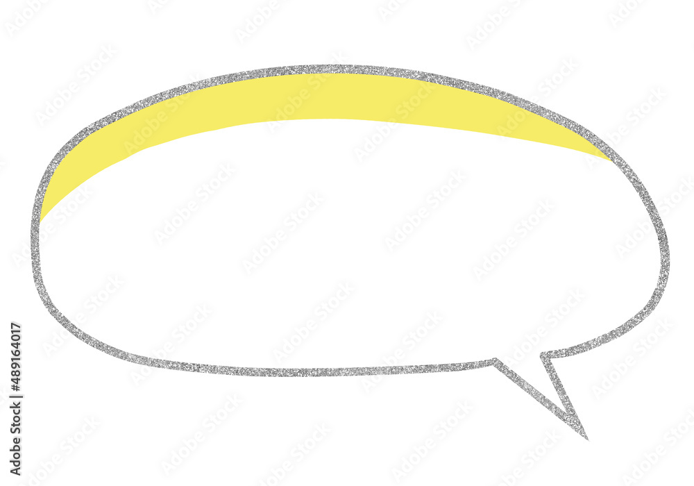 手描きの銀色の丸い吹き出し 黄色の影 手描きの銀色の丸い吹き出し 黄色の影