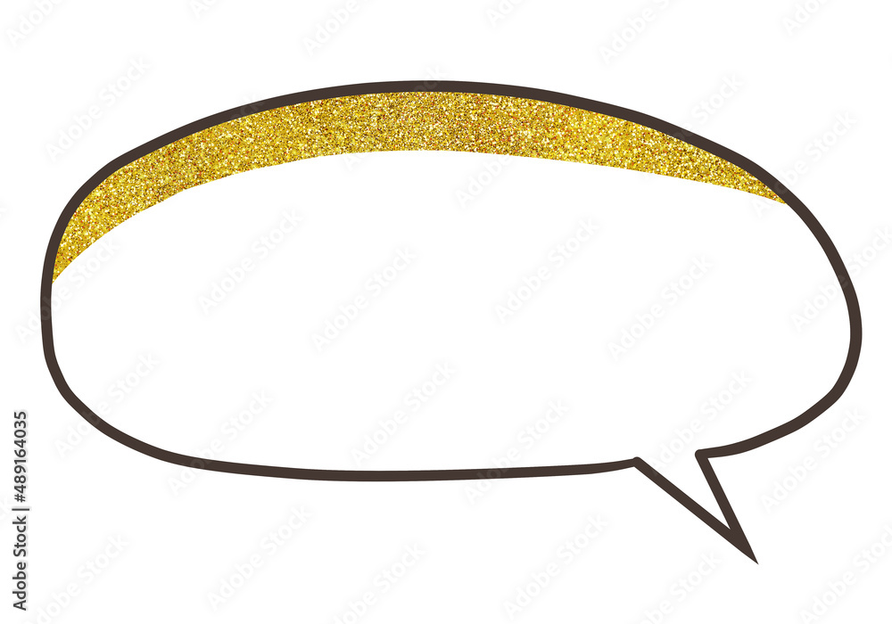 Fototapeta premium 手描きの丸い吹き出し 金の影
