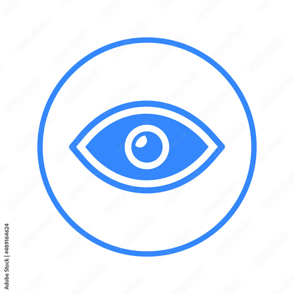 Gaze, look, eye search icon. blue vector sketch.