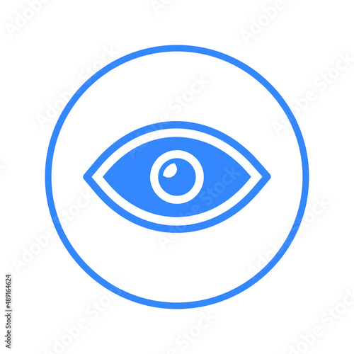 Gaze, look, eye search icon. blue vector sketch.