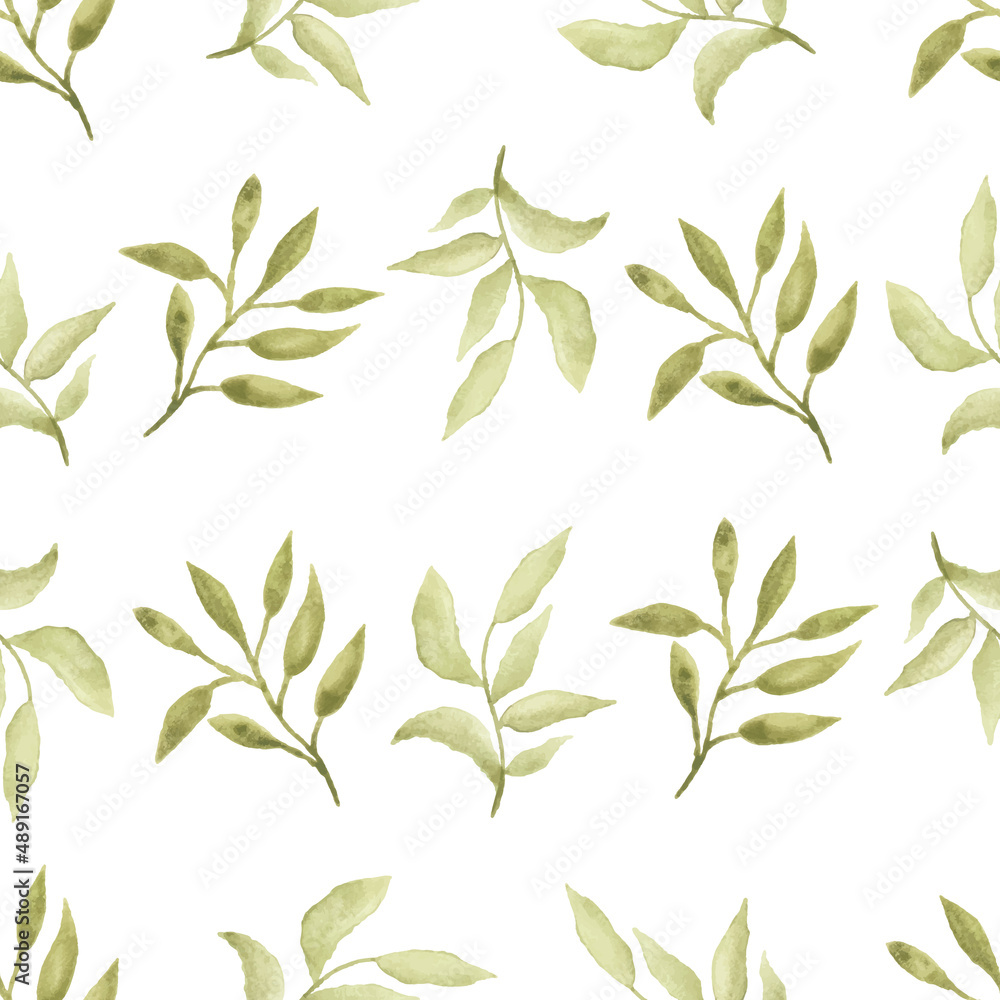 Naklejka premium Watercolor leaf seamless pattern