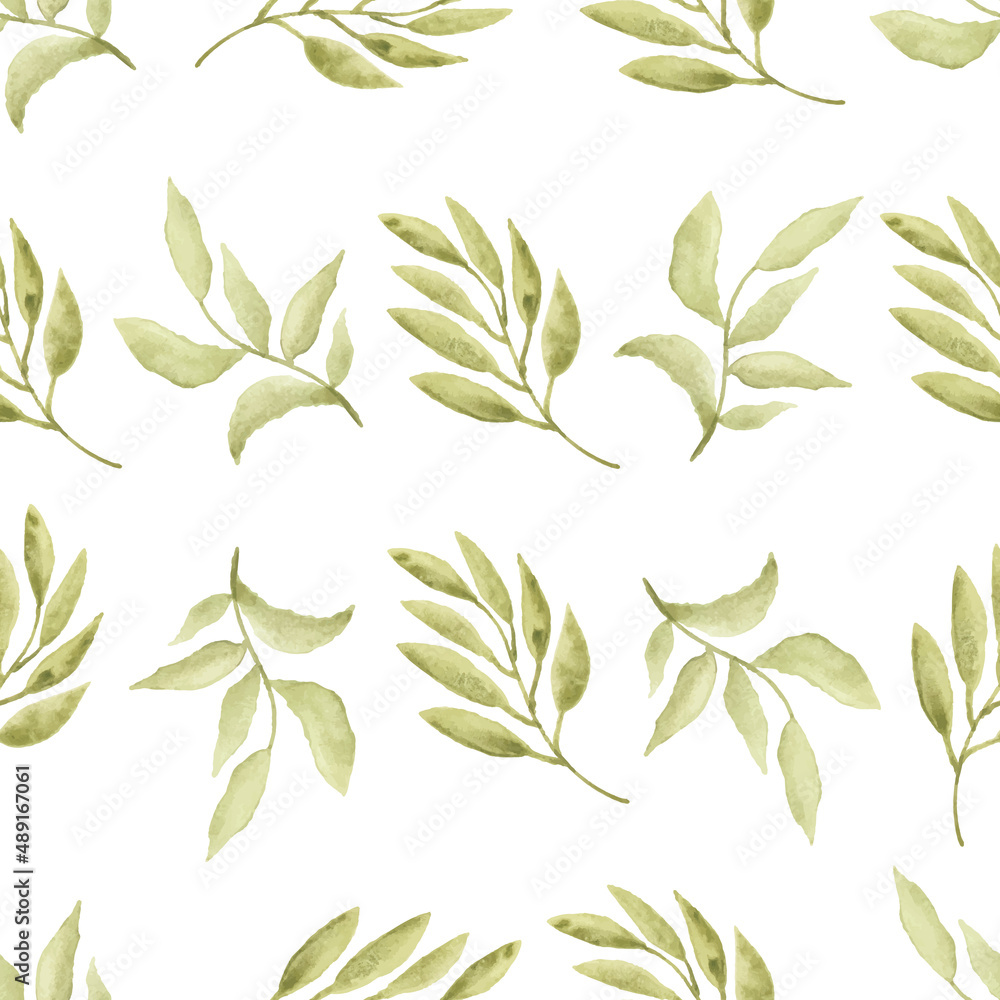 Watercolor leaf seamless pattern Watercolor leaf seamless pattern