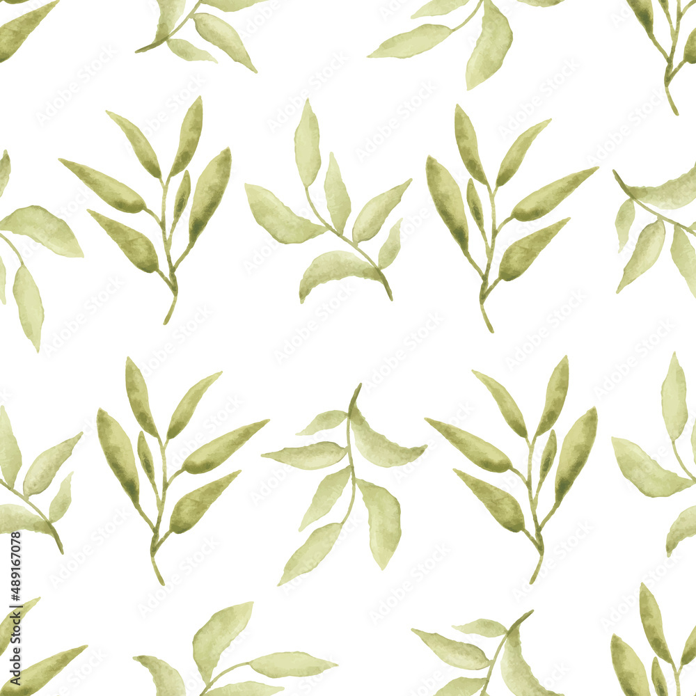 Watercolor leaf seamless pattern Watercolor leaf seamless pattern