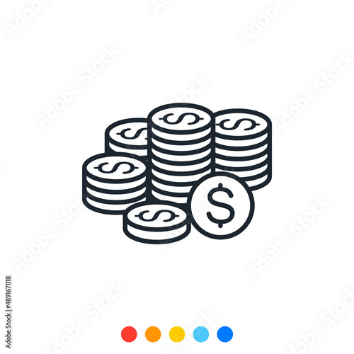 Stack of coins Icon, Financial and banking icon.