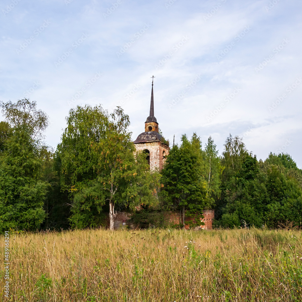 old abandoned Orthodox church in the forest old abandoned Orthodox church in the forest