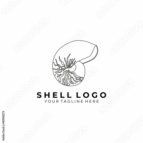 shell logo icon illustration vector design sign shop ocean isolated nature animal seafood restaurant
