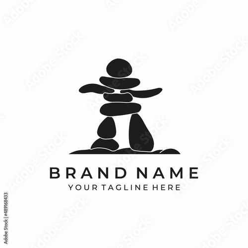 stones balance logo illustration design vector natural vintage nature spa flat zen business isolated yoga relaxation creative