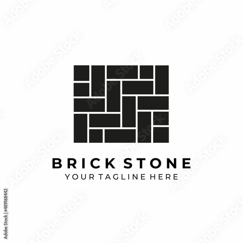brick stone logo design vector illustration architecture simple construction material flat minimalist industry business