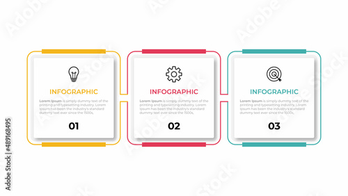 Business infographic template. Thin line design label with icon and 3 options, steps or processes.