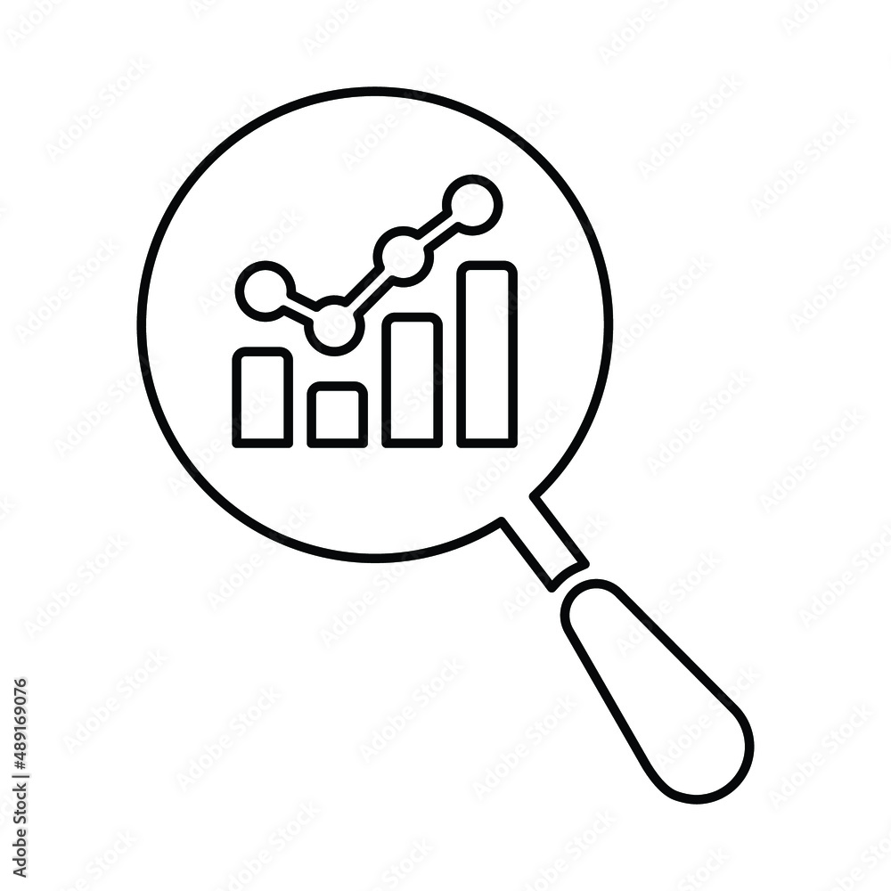 Marketing, research, analysis outline icon. Line art sketch. Marketing, research, analysis outline icon. Line art sketch.