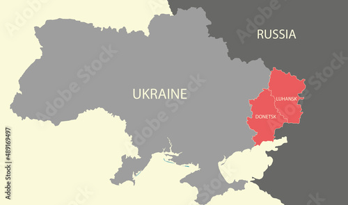 UKRAINE MAP with Donetsk and Luhansk territory border