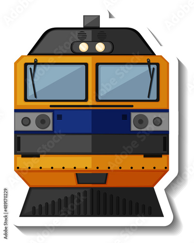 Front of diesel locomotive in cartoon style