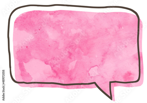 Hand Painted Square Speech Balloon Watercolor, pink