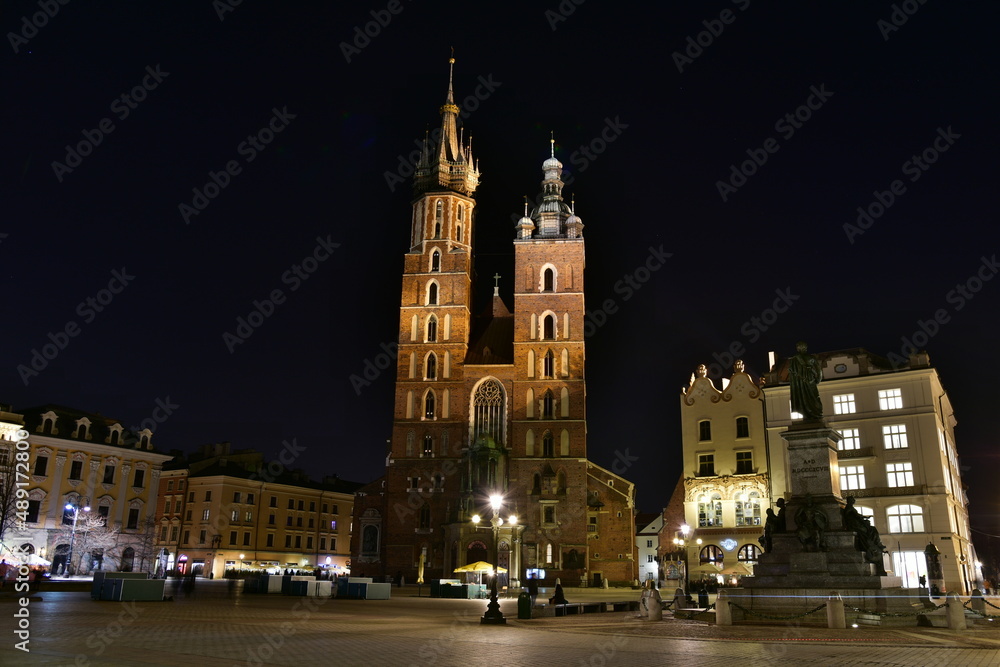 Kraków, zabytkowe centrum miasta, wieczór, Polska, Kraków, zabytkowe centrum miasta, wieczór, Polska,