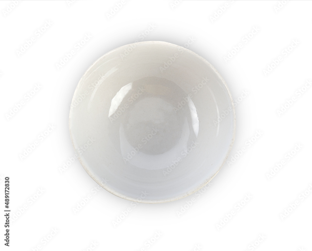 empty white bowl isolated on white background(top view) empty white bowl isolated on white background(top view)