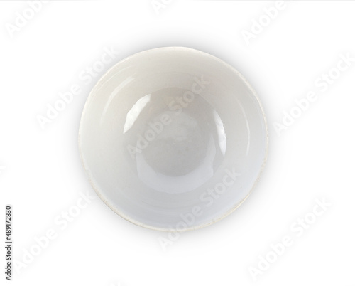 empty white bowl isolated on white background(top view)