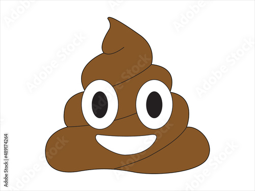 Pile of brown Poo. Smile Emoji Icon. Cartoon emojis in a flat style. Emotions icons.
Vector illustration