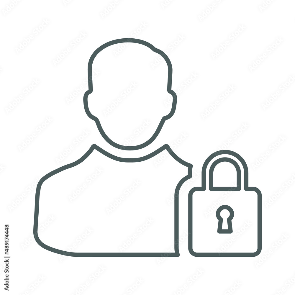 Personal, security, lock outline icon. Line vector design. Personal, security, lock outline icon. Line vector design.