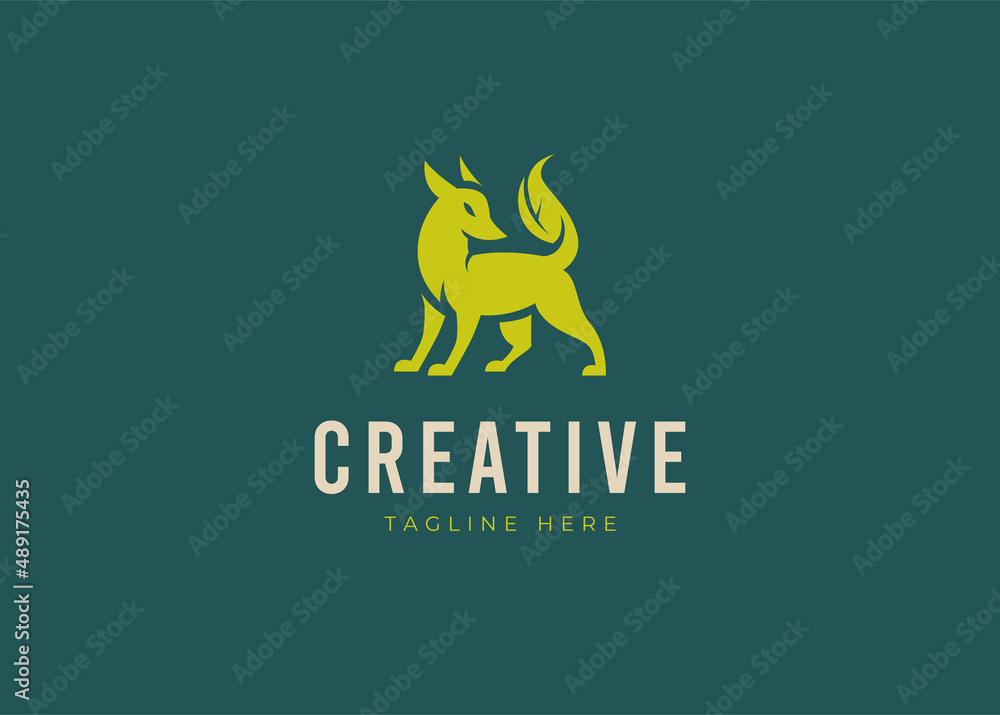 Nature Fox Logo Design Template. Leaf Fox Icon Vector Nature Fox Logo Design Template. Leaf Fox Icon Vector