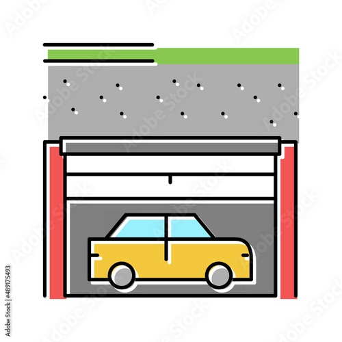 underground car parking color icon vector illustration