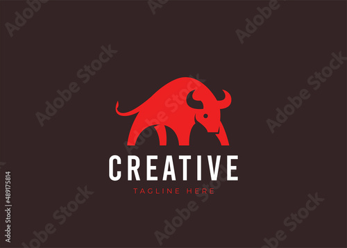 Rage Bull Logo Design Template. Red Bull Icon Vector