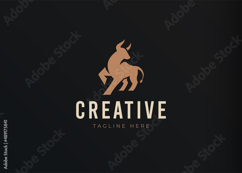 Elegant Buffalo Logo Design Template. Brown Bull Icon Vector