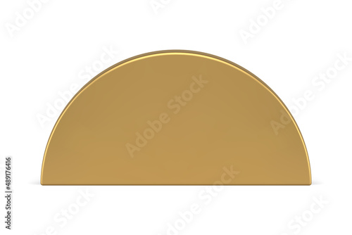 Golden metallic arch semicircle geometric minimalist shape vertical wall 3d template vector