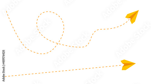 Paper airplanes with a complicated route. A symbol of travel and tourism. new idea, change, trend, courage, creative solution, innovation concept