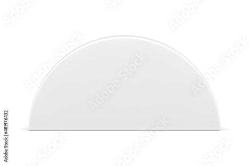Realistic white glossy semicircle vertical wall basic foundation 3d template design vector