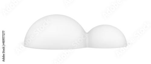 Glossy white horizontal skittle half bright minimalist abstract shape decorative design 3d template vector illustration
