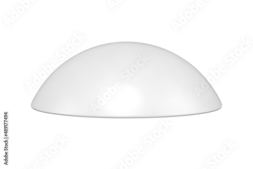 White elegant glossy semi sphere geometric shape for interior decor bright stand 3d template vector