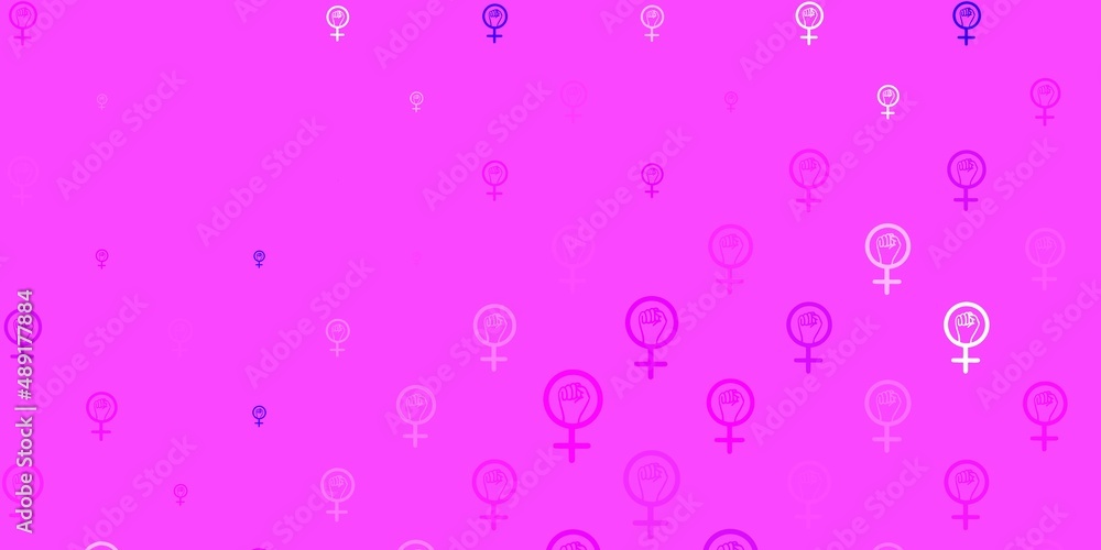 Light Purple, Pink vector texture with women rights symbols.