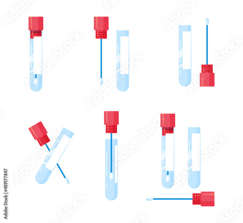 PCR test, vector icons in flat style