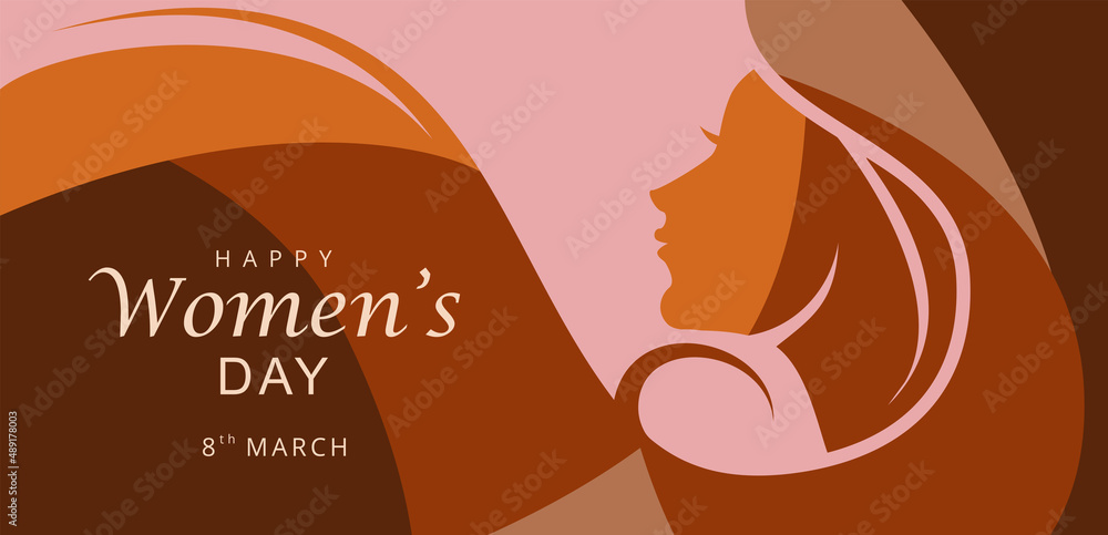 Happy international women's day banner with woman silhouette. Vector Happy international women's day banner with woman silhouette. Vector