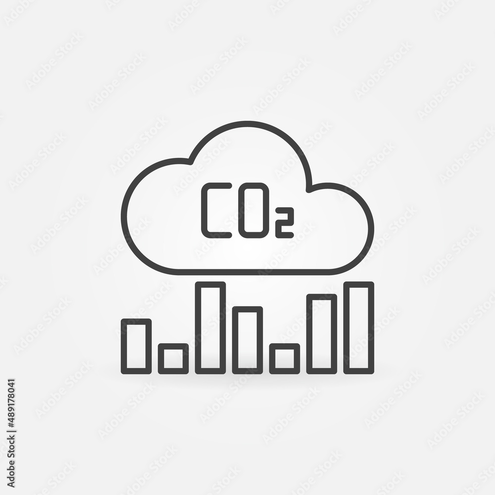 CO2 Cloud Bar Chart vector thin line concept simple icon CO2 Cloud Bar Chart vector thin line concept simple icon