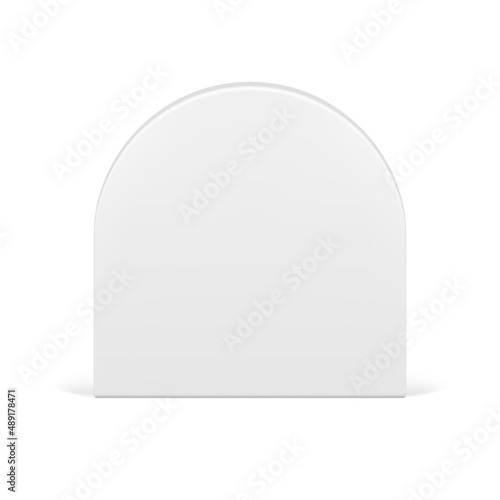 Glossy white curve vertical wall arch pedestal decor 3d template front view vector illustration