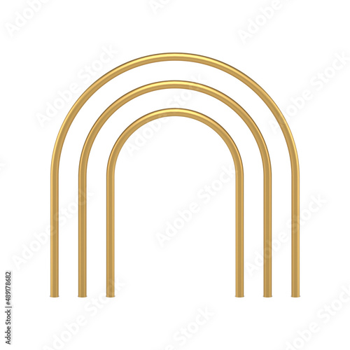 Realistic curved multilevel golden expensive arch bar structure exterior decorative design vector