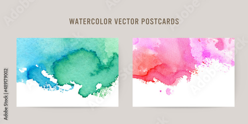 watercolor splashes. vector postcards