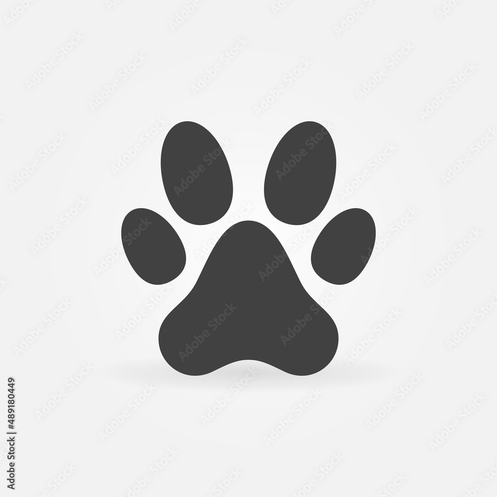 Dog or Cat Paw Print vector concept minimal icon or logo Dog or Cat Paw Print vector concept minimal icon or logo