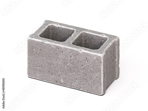 Tableau sur toile Gray cement cinder block, concrete masonry unite, isolated on white background 3