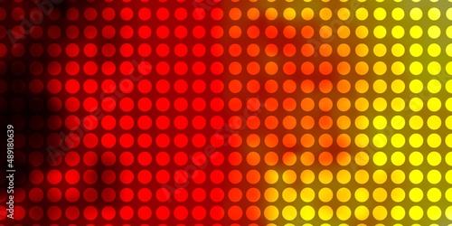 Light Red, Yellow vector background with circles.
