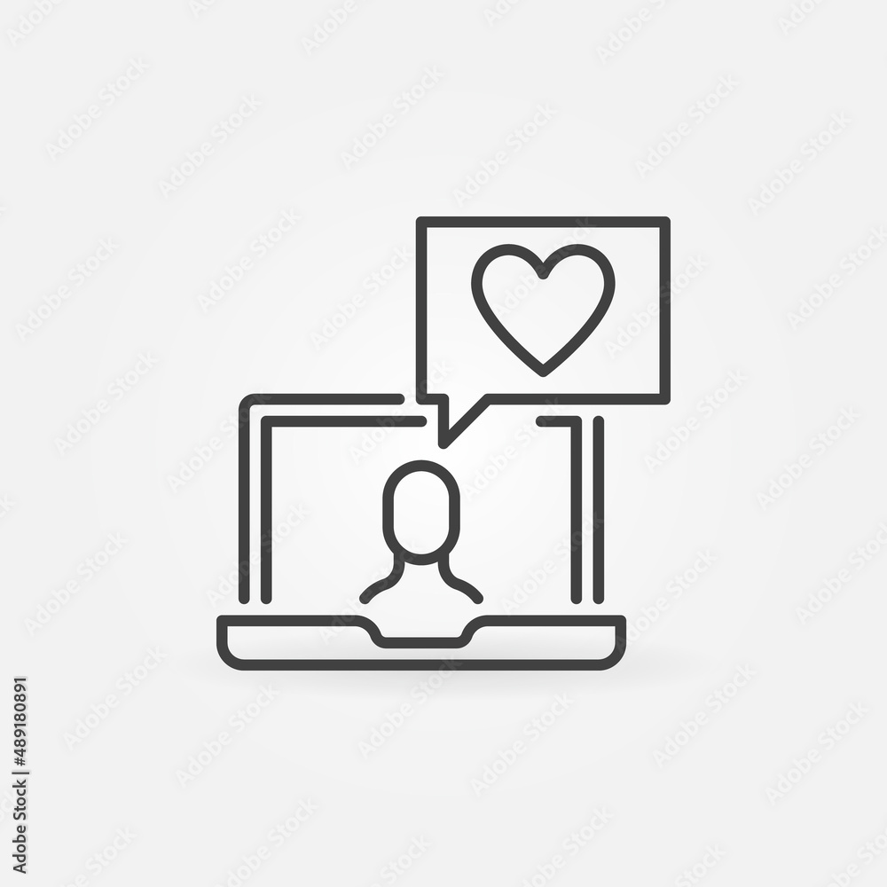 Laptop with Heart in Speech Bubble vector concept icon Laptop with Heart in Speech Bubble vector concept icon