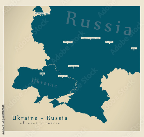 Modern Map - Ukraine and Russia Map