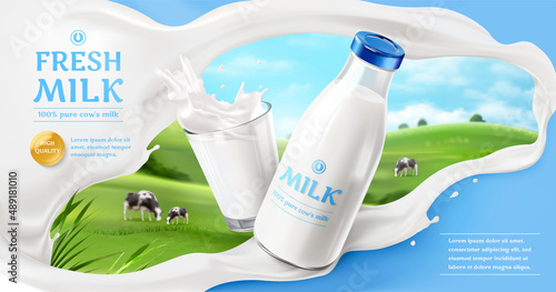 Fotótapéta Fresh milk ad template