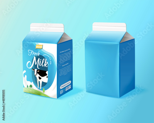 Blue milk carton package set