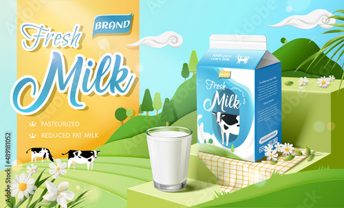 Fresh farm owned milk ad template